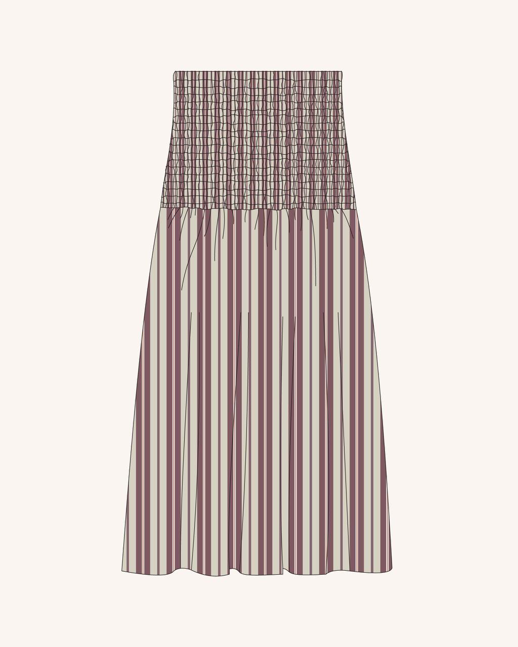 Falda Alba - Rayas burdeo