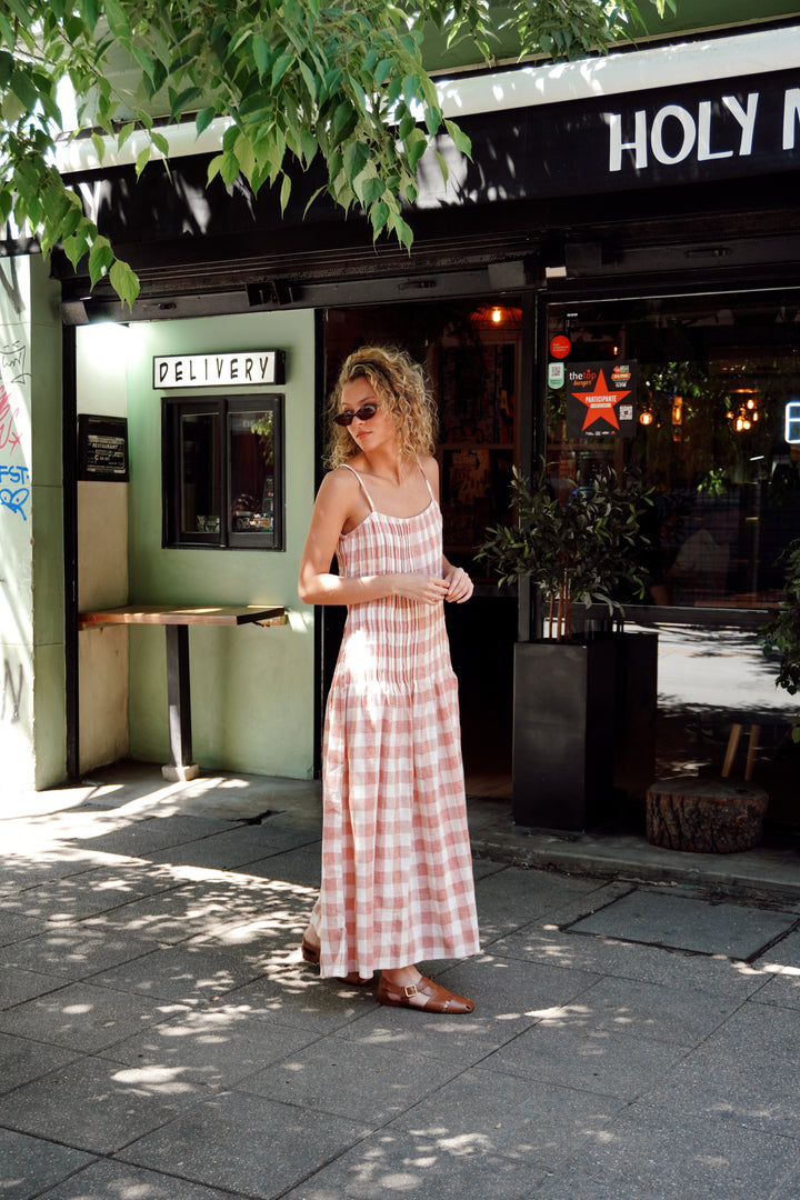 Vestido pliegues - Vichy