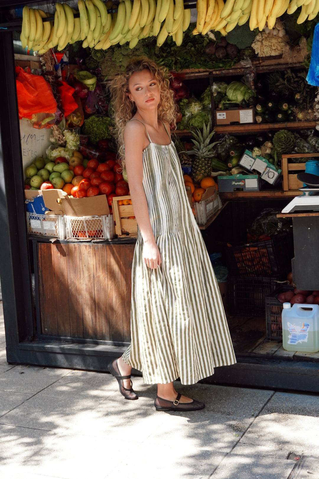 PRE VENTA / Vestido pliegues - Rayas