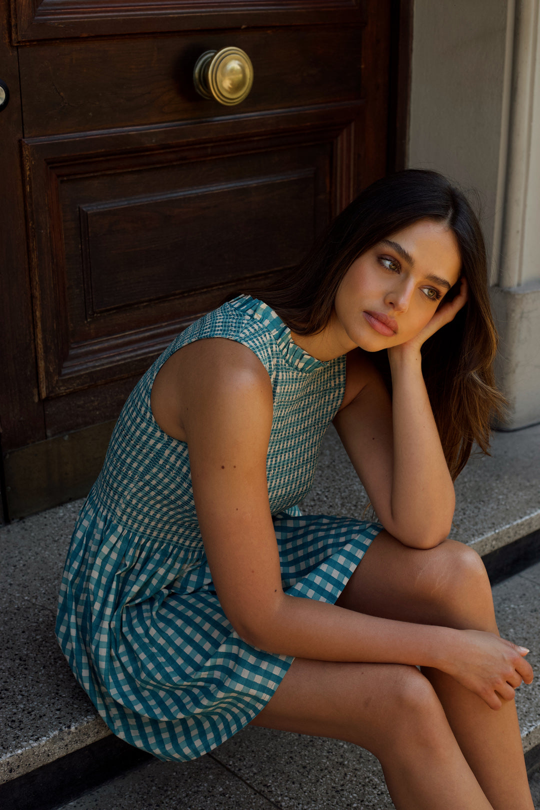 Vestido Tenerife - Cuadros turquesa