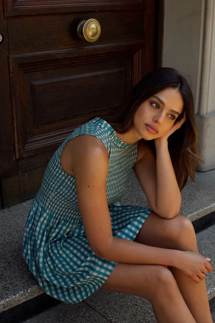 Vestido Tenerife - Cuadros turquesa