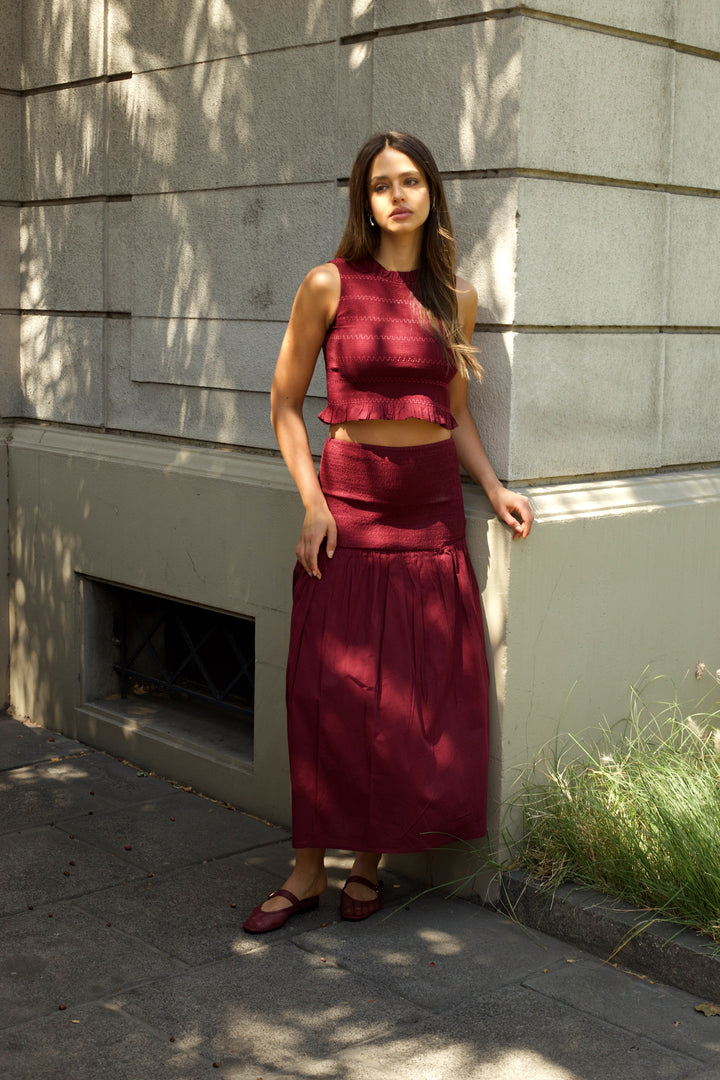 PRE VENTA / Falda Alba - Burdeo